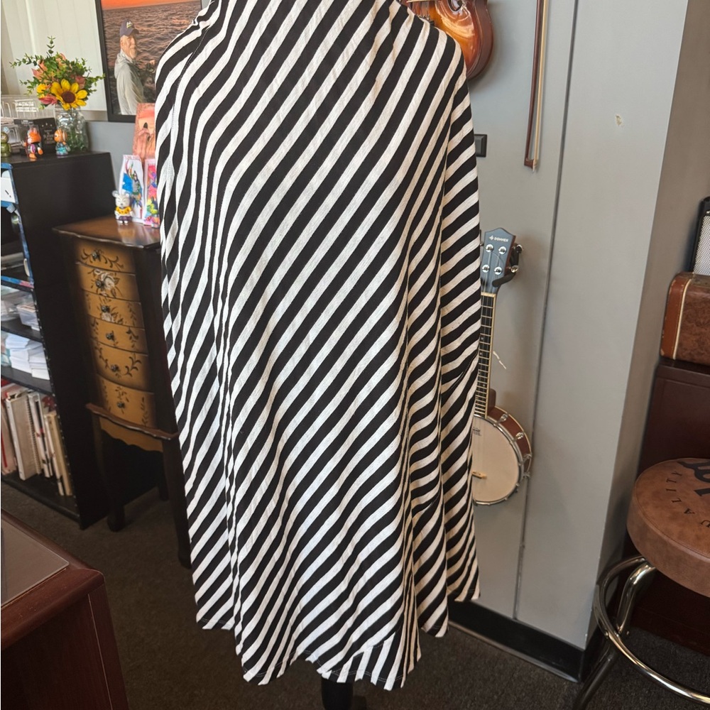 Cato Asymmetrical Black and White Striped Skirt